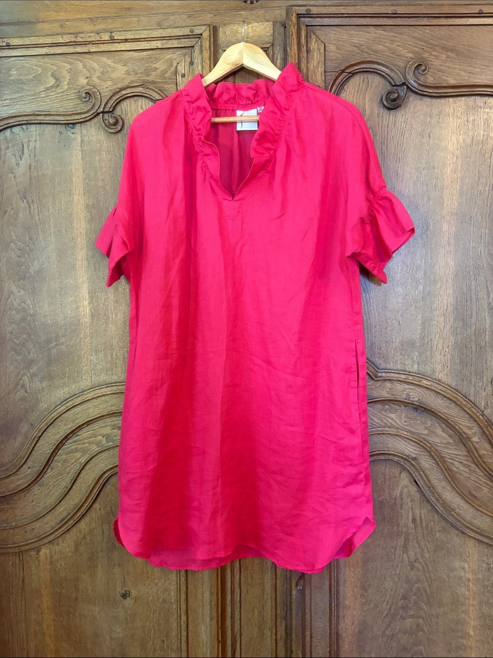 Finley Crosby Bell-Sleeve Ruffle-Trim Linen Shirtdress - Picture 5 of 14